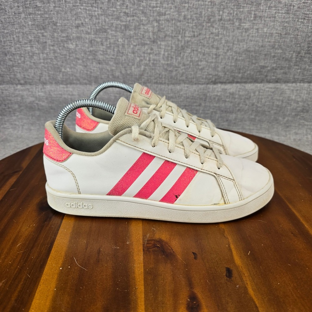 Adidas Grand‎ Court White Pink Glitter Sneakers EG5136 Womens 5.5 Low Top Shoes